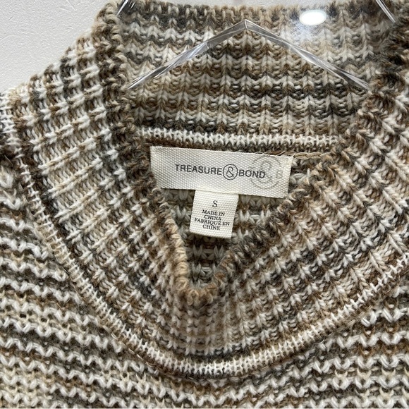 Treasure & Bond Space Dye High Neck Knit Sweater Small Puff Sleeve - Picture 5 of 8